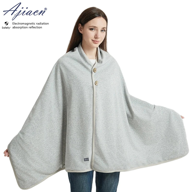 EMF protection shawl for pregnancy light grey 75 silver fiber