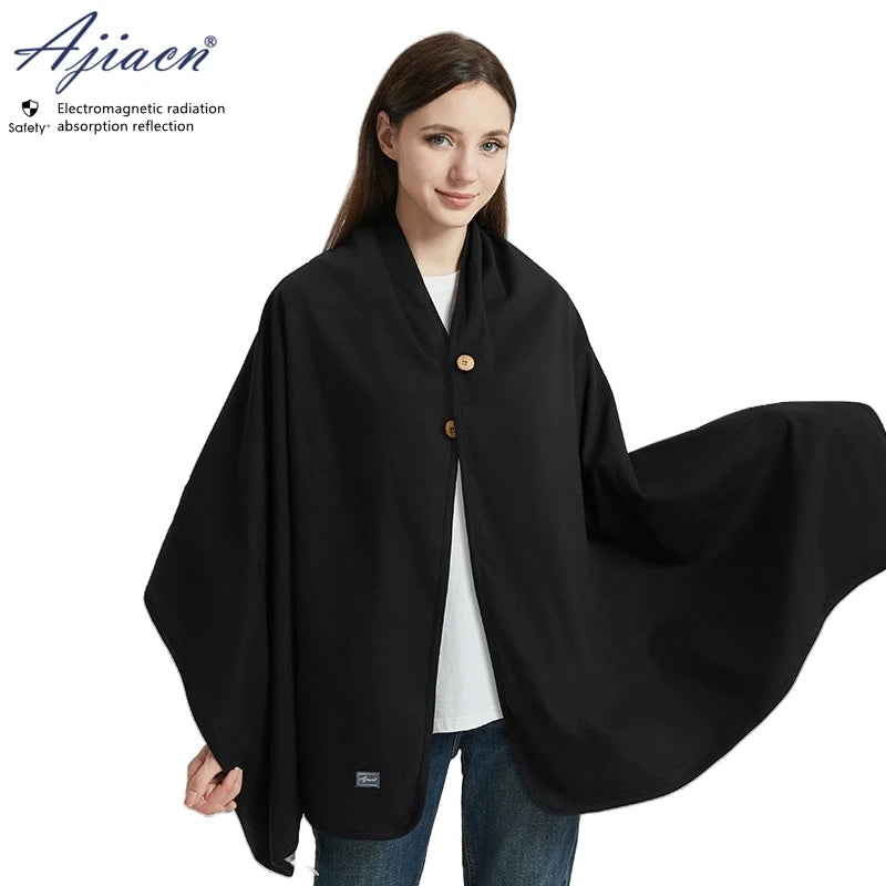EMF protection shawl for pregnancy black 50 silver fiber